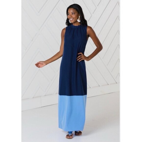 Sail to Sable Ruffle Neck Emma Maxi Dress Hydrandea Blue $248 Women’s XL - Picture 3 of 12